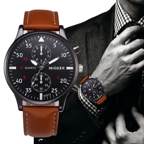 Retro  Men Watch Leather Army Military Sport Watches